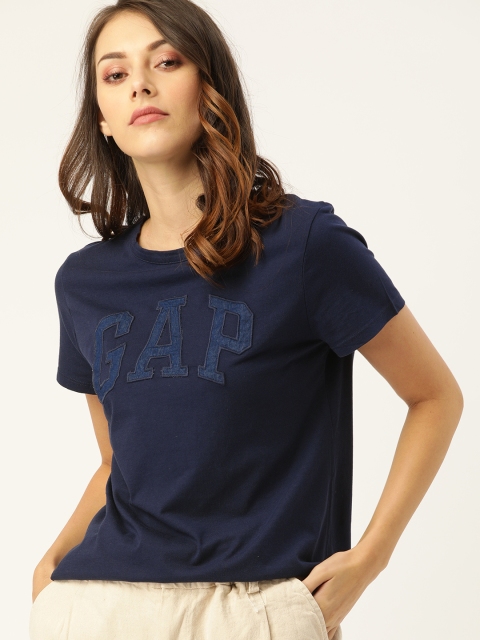 

GAP Women Navy Blue Printed Round Neck T-shirt