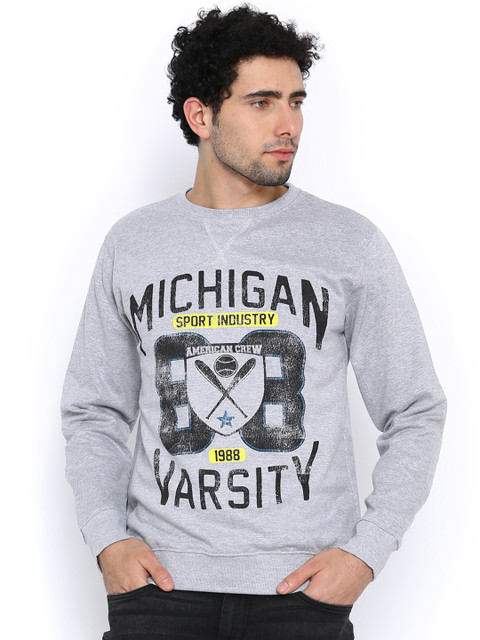 

American Crew Grey Melange Printed Sweatshirt