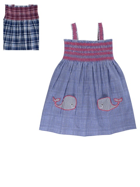 

Lilly and Sid Girls Blue Checked Organic Cotton A-Line Sustainable Dress