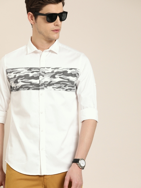 

Moda Rapido Men White & Grey Slim Fit Printed Casual Shirt