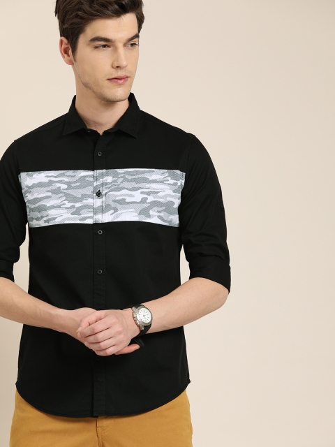 

Moda Rapido Men Black & Grey Slim Fit Printed Casual Shirt