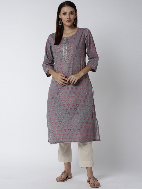 

Soch Women Grey Ethnic Motifs Printed Kurta