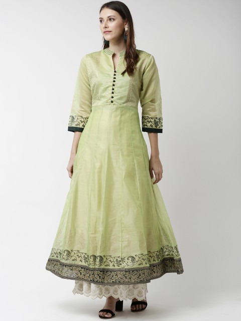

Soch Women Green Ethnic Motifs Printed Anarkali Kurta