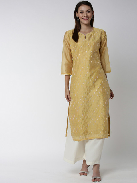 

Soch Women Yellow Floral Embroidered Floral Kurta