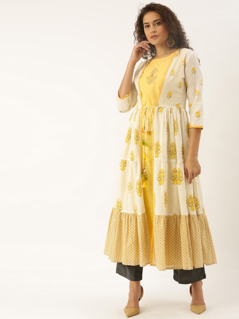 

Soch Women Yellow & White Printed A-Line Kurta