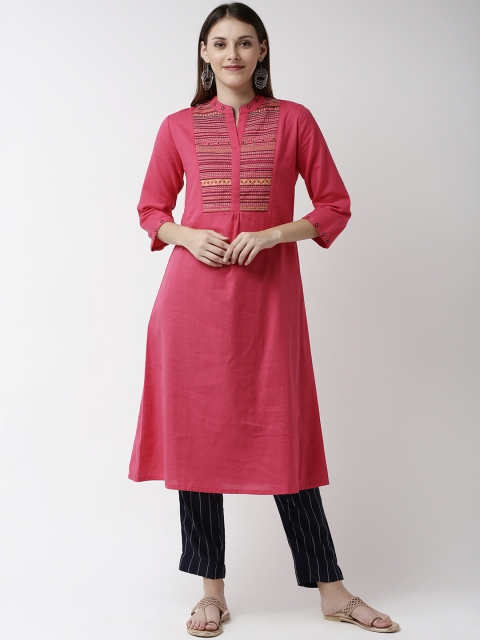 

Soch Women Magenta & Beige Embroidered Kurta