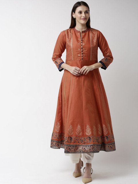 

Soch Women Rust Ethnic Motifs Printed Anarkali Kurta