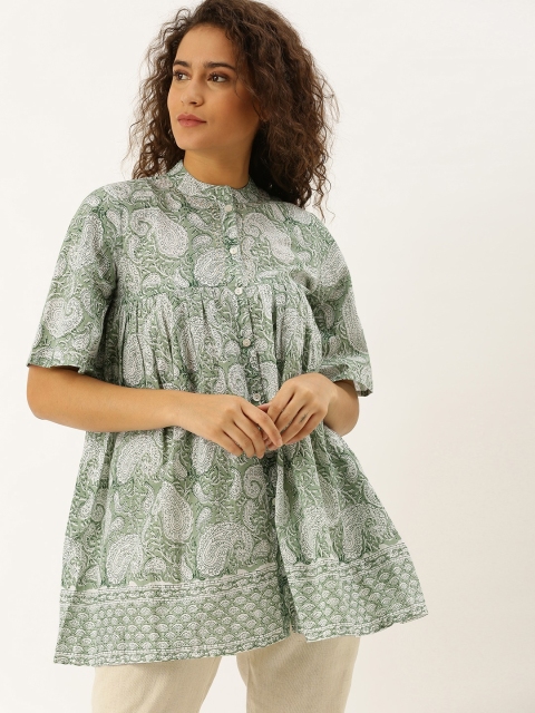

Soch Women's Green & White Printed Tunic