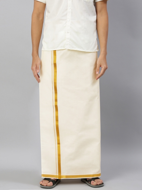 

Ramraj Men Cream-Coloured Solid GENXT DHANYA Velcro Pocket Dhoti with Angavastram