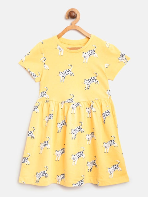 

Marks & Spencer Girls Yellow & White Quirky Printed A-Line Dress