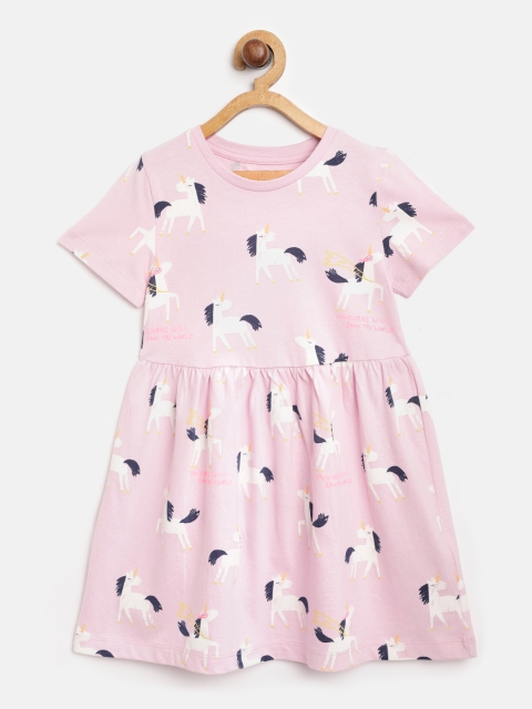 

Marks & Spencer Girls Pink & White Unicorn Printed A-Line Dress