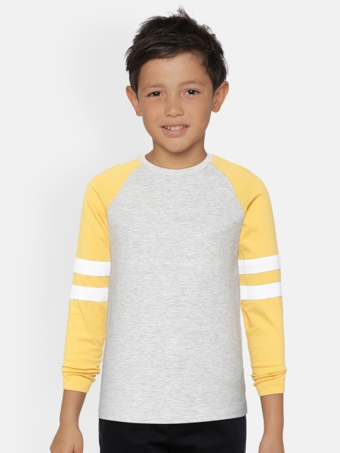 

Marks & Spencer Boys Grey Melange & Yellow Solid Round Neck T-shirt