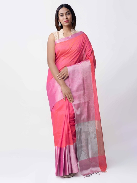 

Unnati Silks Pink Silk Cotton Woven Design Uppada Handloom Sustainable Saree