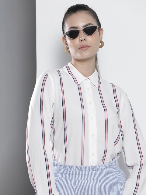 

Tommy Hilfiger Women White Striped Regular Fit Casual Shirt