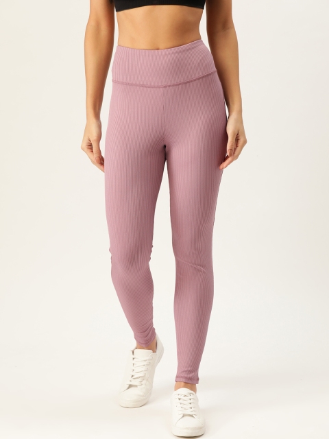 

FOREVER 21 Women Mauve Ribbed Tights