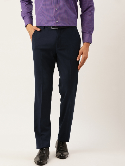 

Richlook Men Navy Blue Smart Regular Fit Solid Formal Trousers