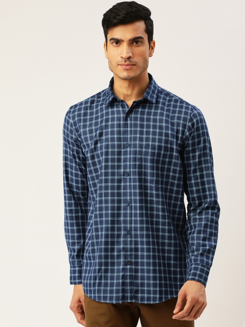 

Richlook Men Navy Blue & White Slim Fit Checked Casual Shirt