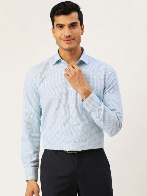 

Richlook Men White & Blue Regular Fit Checked Formal Shirt