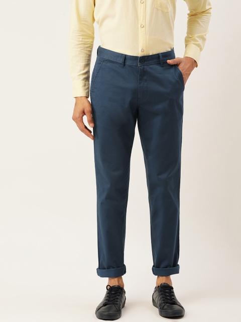 

Richlook Men Navy Blue Slim Fit Solid Regular Trousers