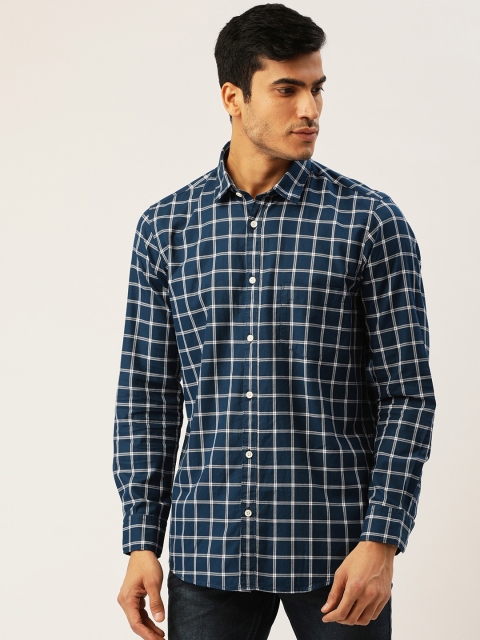 

Richlook Men Navy Blue & White Slim Fit Checked Casual Shirt
