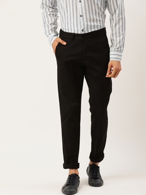 

Richlook Men Black Slim Fit Solid Regular Trousers