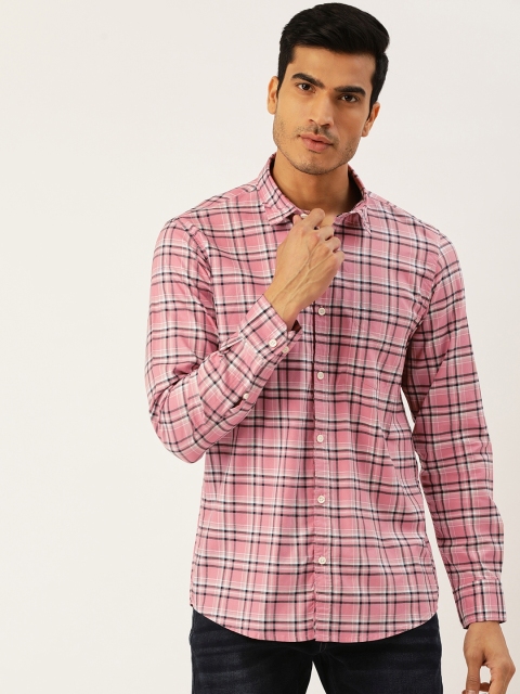 

Richlook Men Pink & Navy Blue Slim Fit Checked Casual Shirt