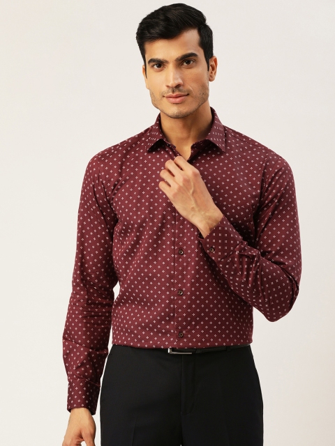 

Richlook Men Maroon & White Slim Fit Printed Partywear Shirt