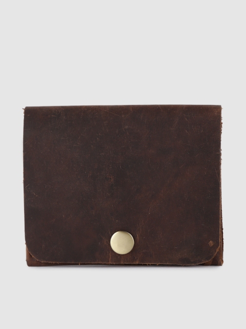 

STRUTT Coffee Brown Solid Leather Card Holder