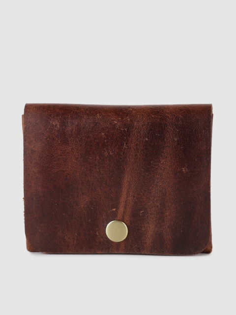 

STRUTT Coffee Brown Solid Leather Card Holder