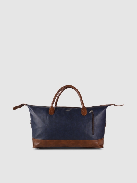 

STRUTT Unisex Navy-Blue & Brown Colourblocked Duffel Bag