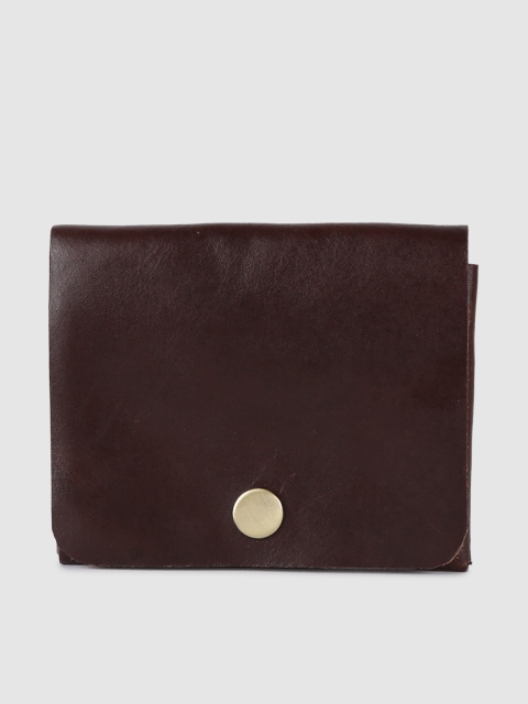

STRUTT Coffee Brown Solid Leather Card Holder