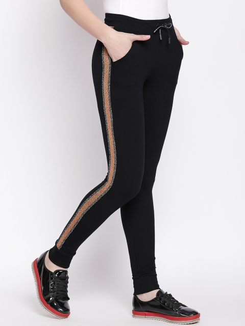 

I like me Women Black Solid Strip Joggers