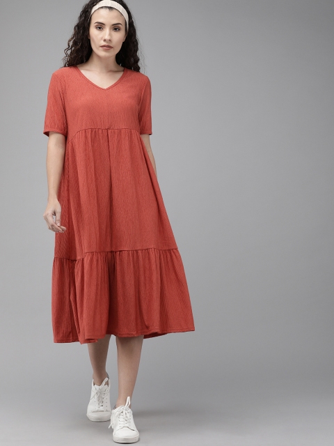 

Vero Moda Rust Red Tiered Midi Dress