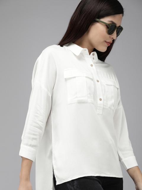 

Vero Moda Women White Regular Fit Solid Casual Shirt