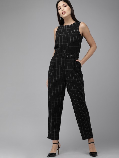 

Vero Moda Women Black & White Checked Basic Jumpsuit