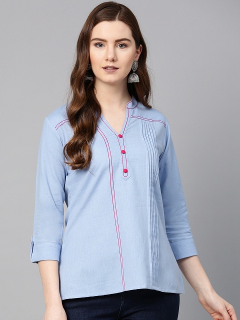 

ETHNIC STREET Women Blue Solid Top