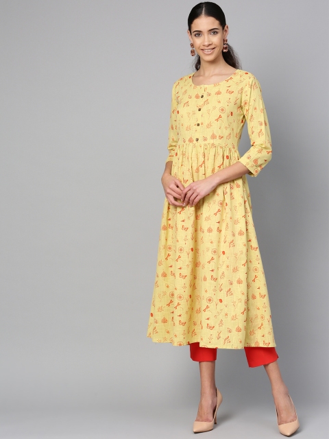 

ETHNIC STREET Women Yellow & Orange Printed A-Line Kurta