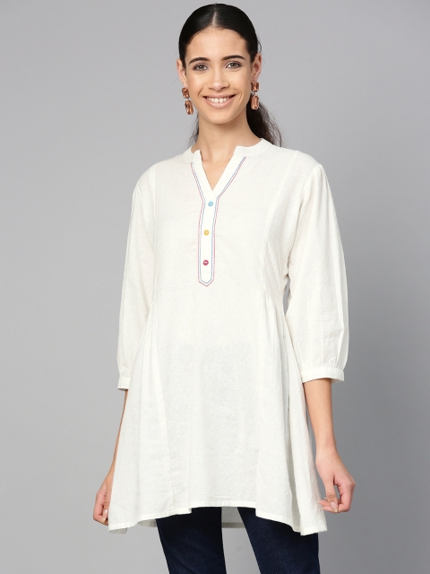 

ETHNIC STREET Women Off-White Self-Design A-Line Tunic