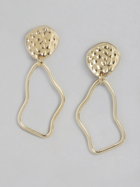 

20Dresses Gold-Toned Contemporary Textured Drop Earrings
