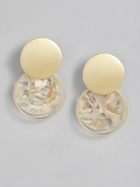 

20Dresses Gold-Toned & Beige Circular Drop Earrings