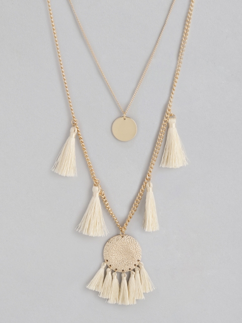 

20Dresses Gold-Toned & Beige Tasselled Layered Necklace