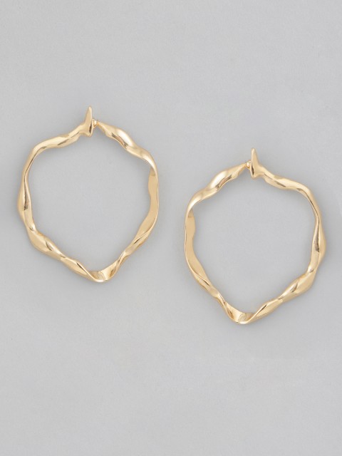 

20Dresses Gold-Toned Textured Contemporary Drop Earrings