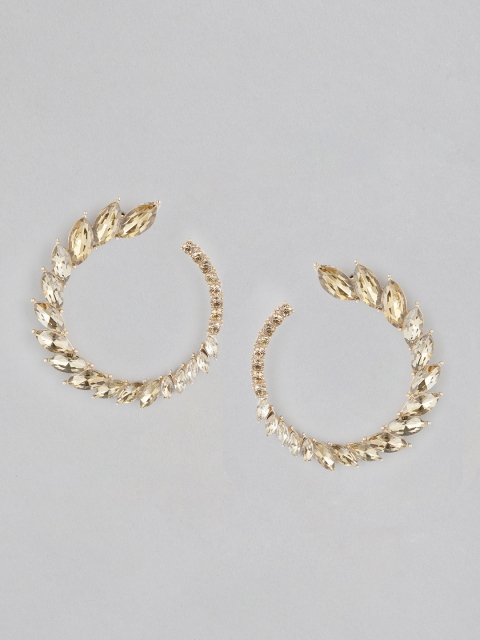 

20Dresses Gold-Toned Stone Studded Circular Drop Earrings