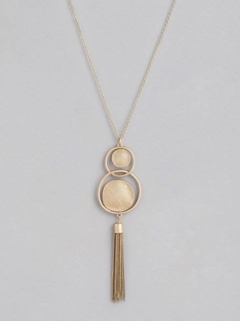 

20Dresses Muted Gold-Toned Textured Tasselled Minimal Necklace