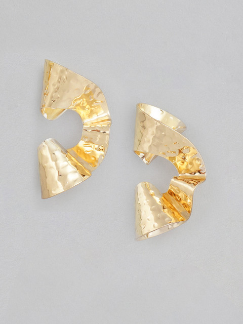 

20Dresses Gold-Toned Textured Contemporary Drop Earrings