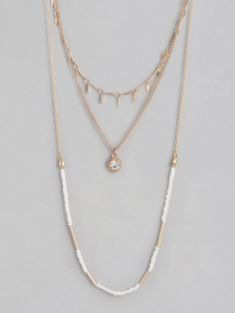 

20Dresses Women Set of 3 Gold-Toned Stone Studded & Beaded Necklaces