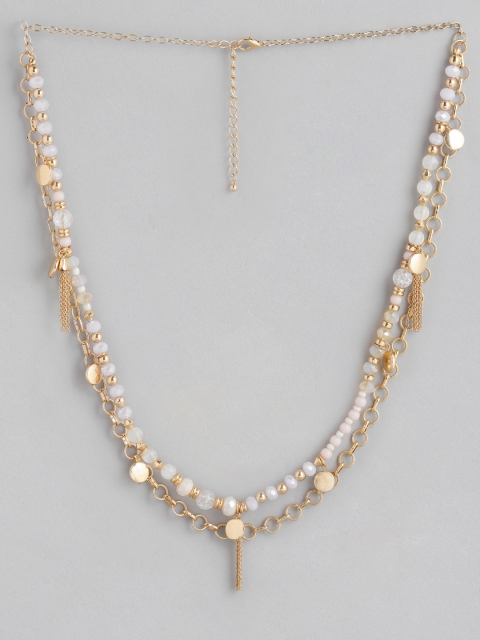 

20Dresses Gold-Toned & Pink Layered Beaded Necklace