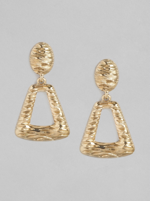 

20Dresses Gold-Toned Textured Geometric Drop Earrings