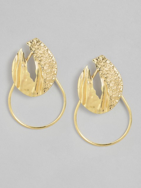 

20Dresses Gold-Toned Textured Contemporary Drop Earrings
