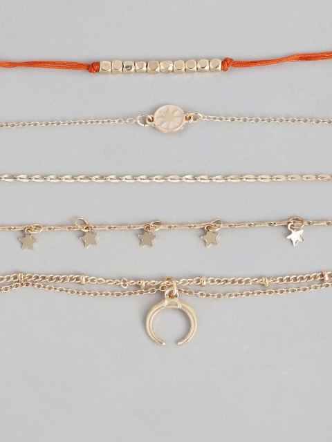 

20Dresses Women Set of 5 Gold-Toned Charm Bracelets